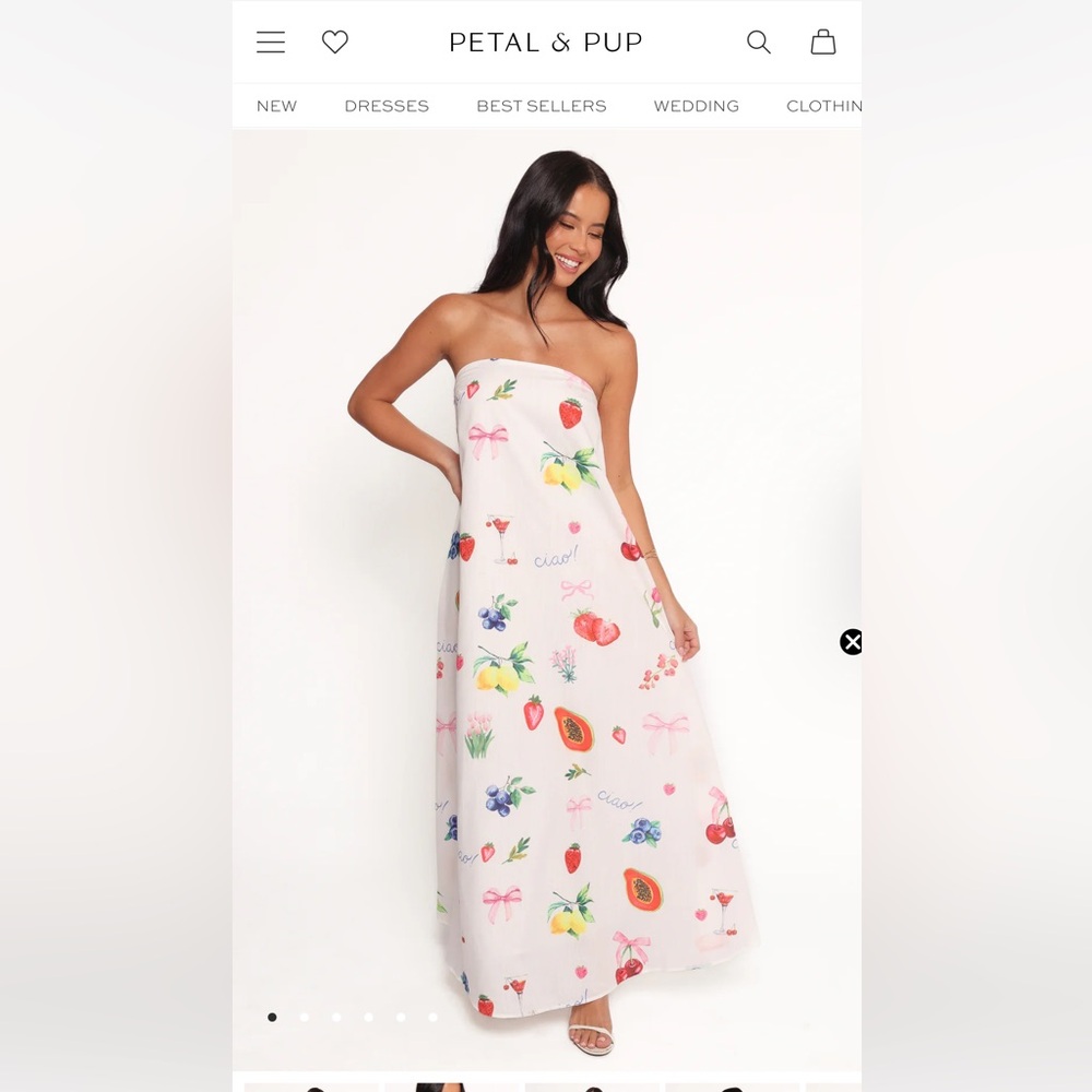 Petal & Pup Floral Strapless Maxi Dress - White and Pink